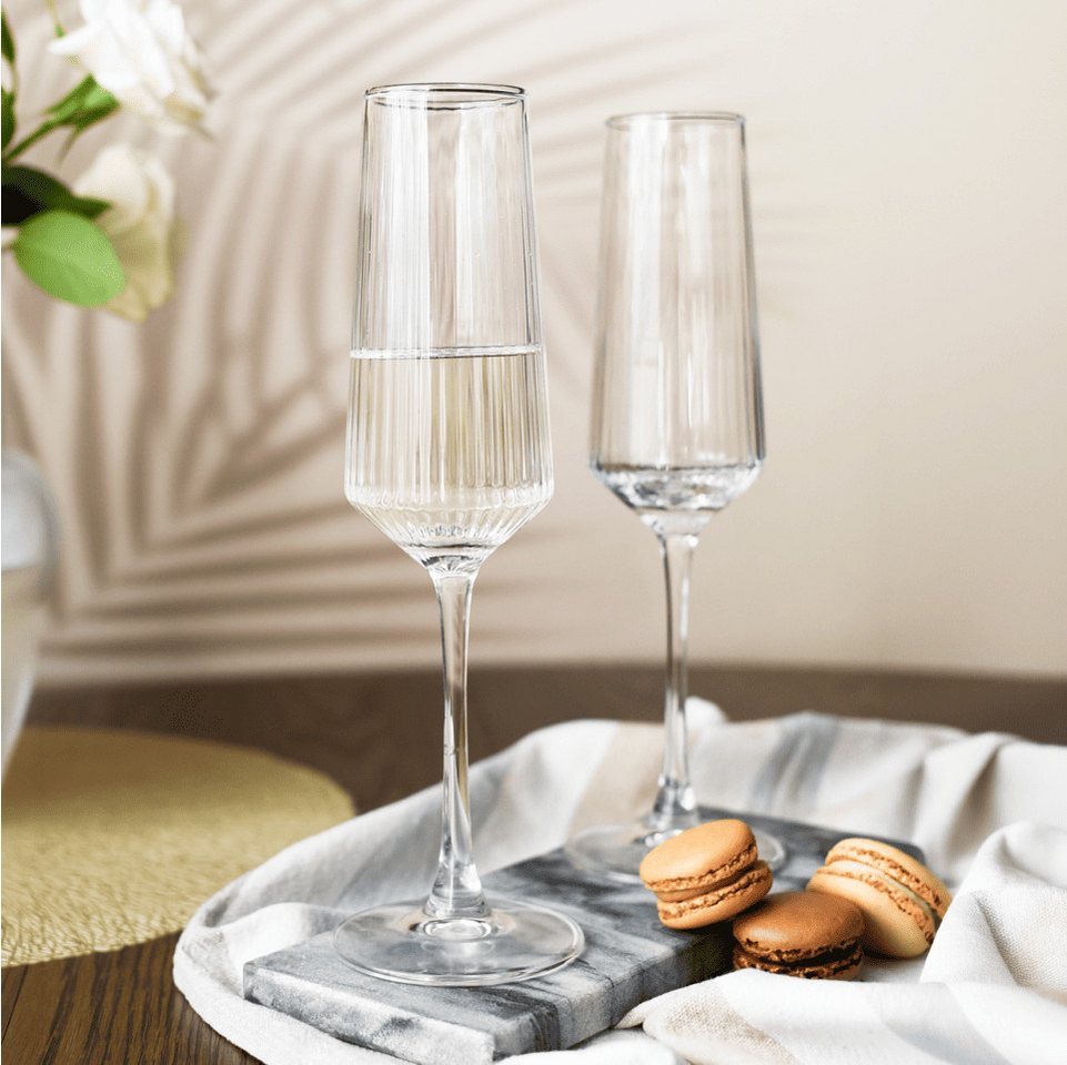 Sendez Sektglas 4er Set 250 ml geriffelt Prosecco Champagner Sektgläser Gläser, 4-tlg., Glas – Bild 2 von 4
