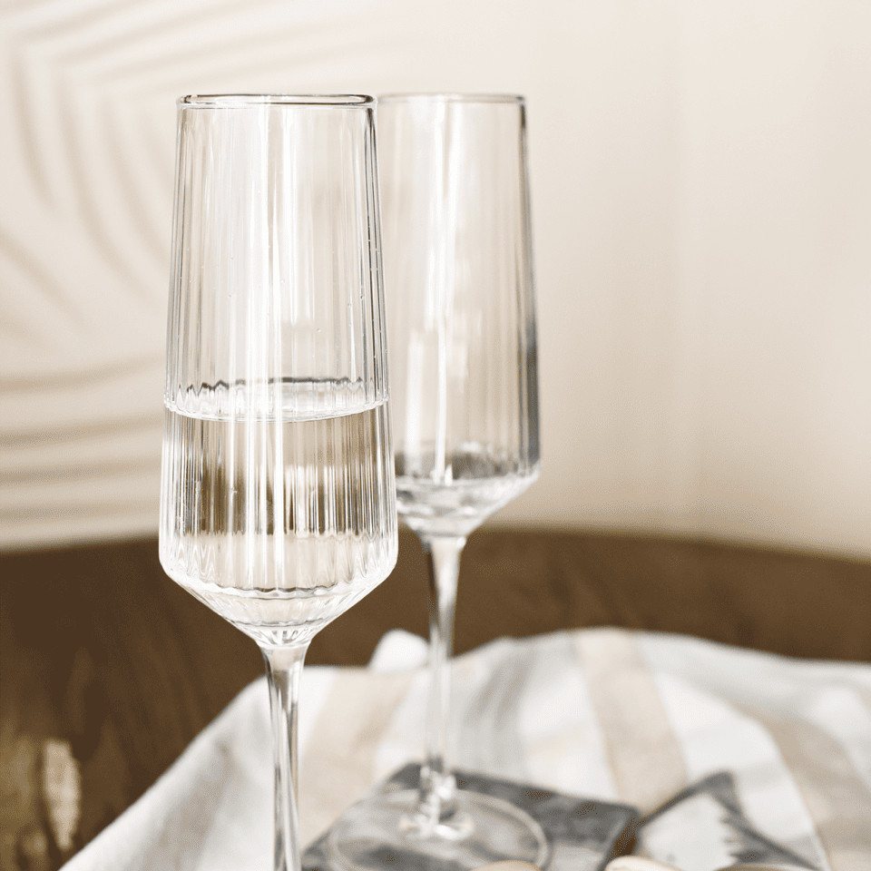 Sendez Sektglas 4er Set 250 ml geriffelt Prosecco Champagner Sektgläser Gläser, 4-tlg., Glas – Bild 3 von 4