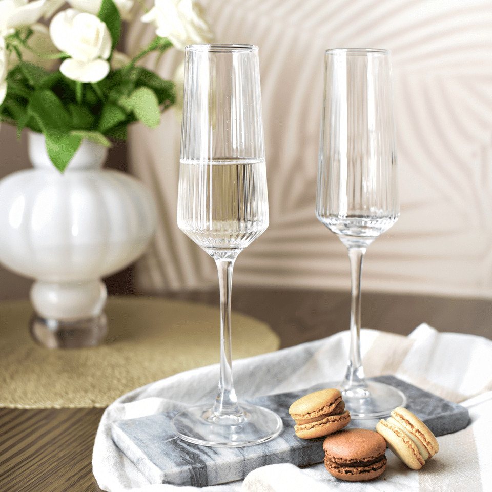 Sendez Sektglas 4er Set 250 ml geriffelt Prosecco Champagner Sektgläser Gläser, 4-tlg., Glas – Bild 4 von 4