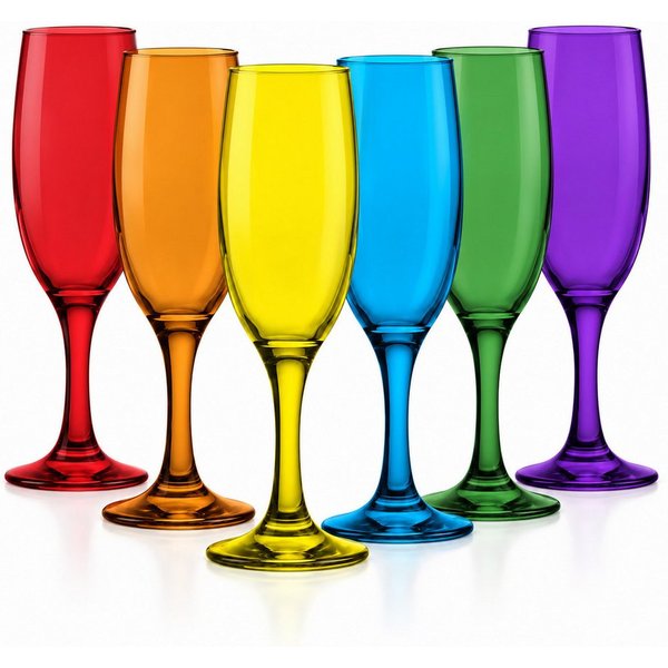 Sendez Sektglas 6 bunte Sektgläser 200ml Sektkelche Sektglas Proseccoglas