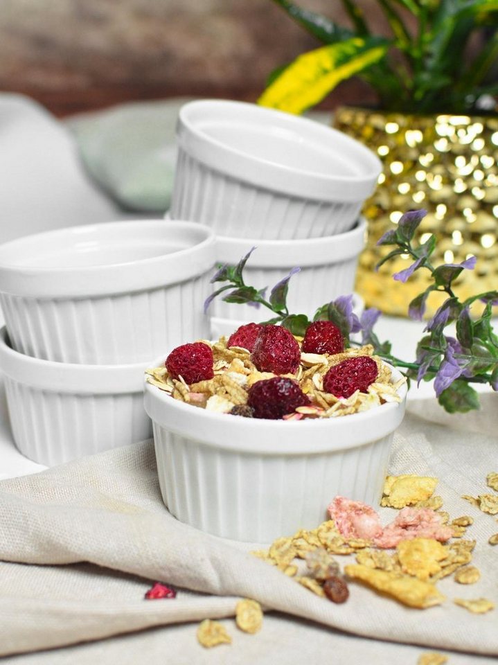 Sendez Soufflée-Form 6x Soufflé Förmchen aus Keramik Ø9 Crème-Brûlée Schälchen, Keramik, (6-St) – Bild 2 von 4