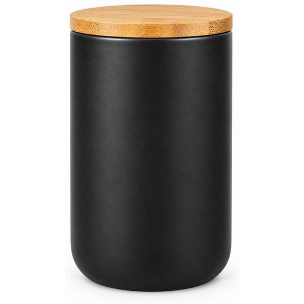 Sendez Vorratsdose Schwarze Vorratsdose 800ml mit Holzdeckel Keramik Vorratsbehälter Dose, Keramik, (Vorratsdose), Vorratsdose