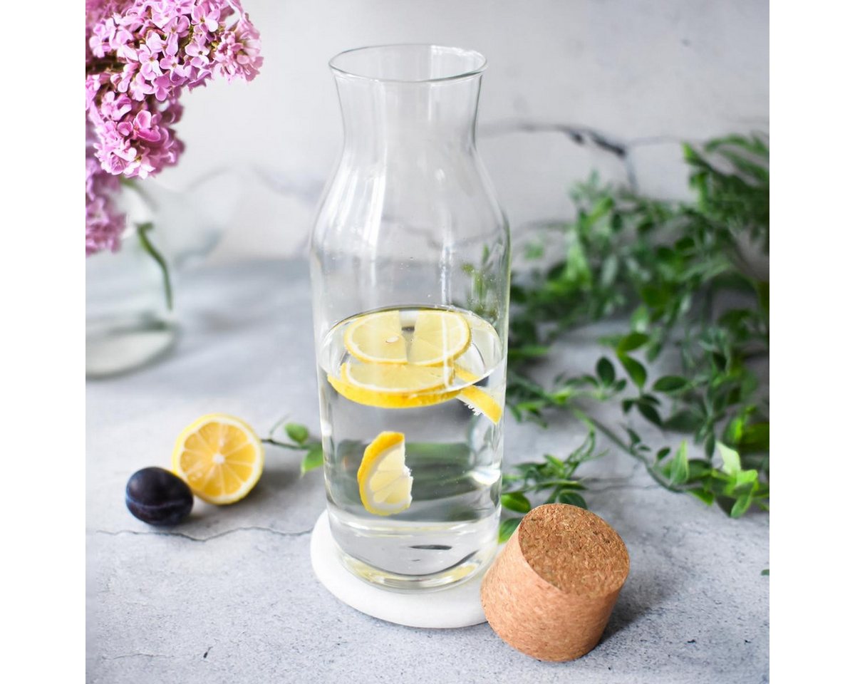 Sendez Wasserkaraffe 2er-Set Glaskaraffen 1 Liter mit Korkdeckel Weinkaraffe Karaffe, (2-tlg) – Bild 3 von 4