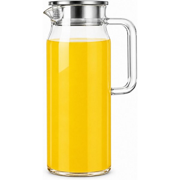 Sendez Wasserkaraffe Glaskaraffe 1,5L mit Edelstahl Filter Wasserkrug Glaskrug Saftkaraffe