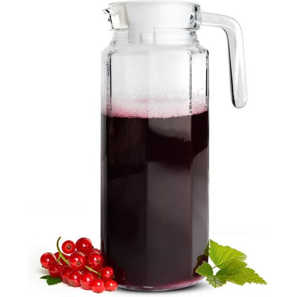 Sendez Wasserkrug Glaskaraffe 1,1L mit Deckel Karaffe Krug Saftkrug Milchkrug Wasserkrug
