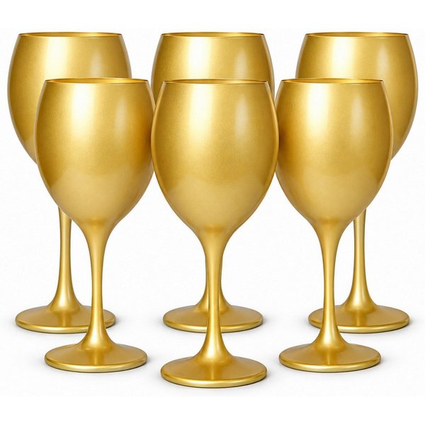 Sendez Weinglas 6 Weingläser 300ml in Mattgold Weinglas Rotweingläser Weinkelche, 6-tlg., Glas