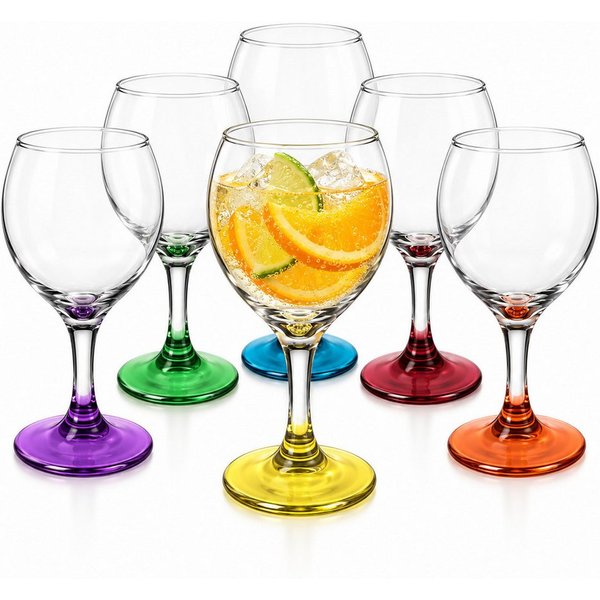 Sendez Weißweinglas 6 Weingläser Bunte Gläser Weinglas Gläserset Rotweingläser Weinkelche, 6-tlg., Glas