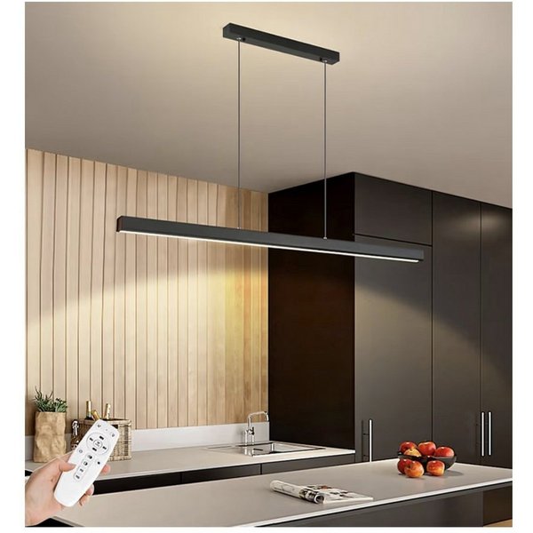 SenFay LED Pendelleuchte 120 cm linear, dimmbar & höhenverstellbar mit Fernbedienung, LED fest integriert, Extra-Warmweiß, Neutralweiß, Kaltweiß