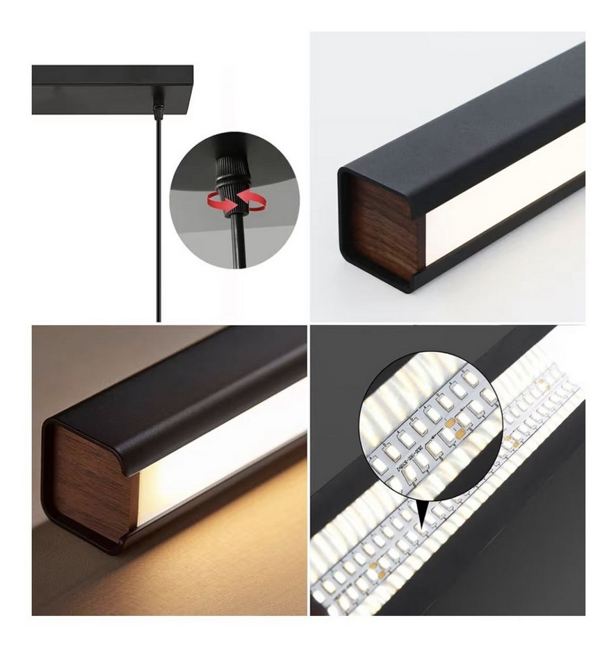 SenFay LED Pendelleuchte 120 cm linear, dimmbar & höhenverstellbar mit Fernbedienung, LED fest integriert, Extra-Warmweiß, Neutralweiß, Kaltweiß – Bild 5 von 5
