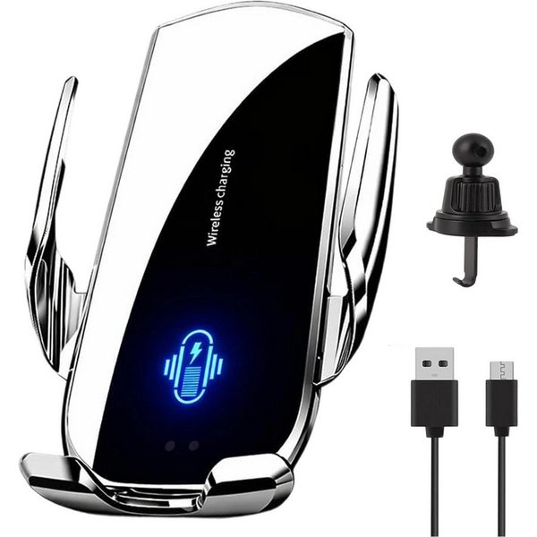 Senmudi Handy-Halterung Kabelloses Autoladegerät 15W, Auto Handyhalterung mit Ladefunktion, (Qi Schnellladegerät, magnetisch und automatische Klemmung, 360° Dre