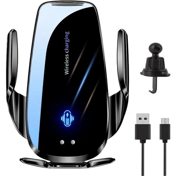 Senmudi Handy-Halterung Kabelloses Autoladegerät 15W, Auto Handyhalterung mit Ladefunktion, (Qi Schnellladegerät, magnetisch und automatische Klemmung, 360° Dre