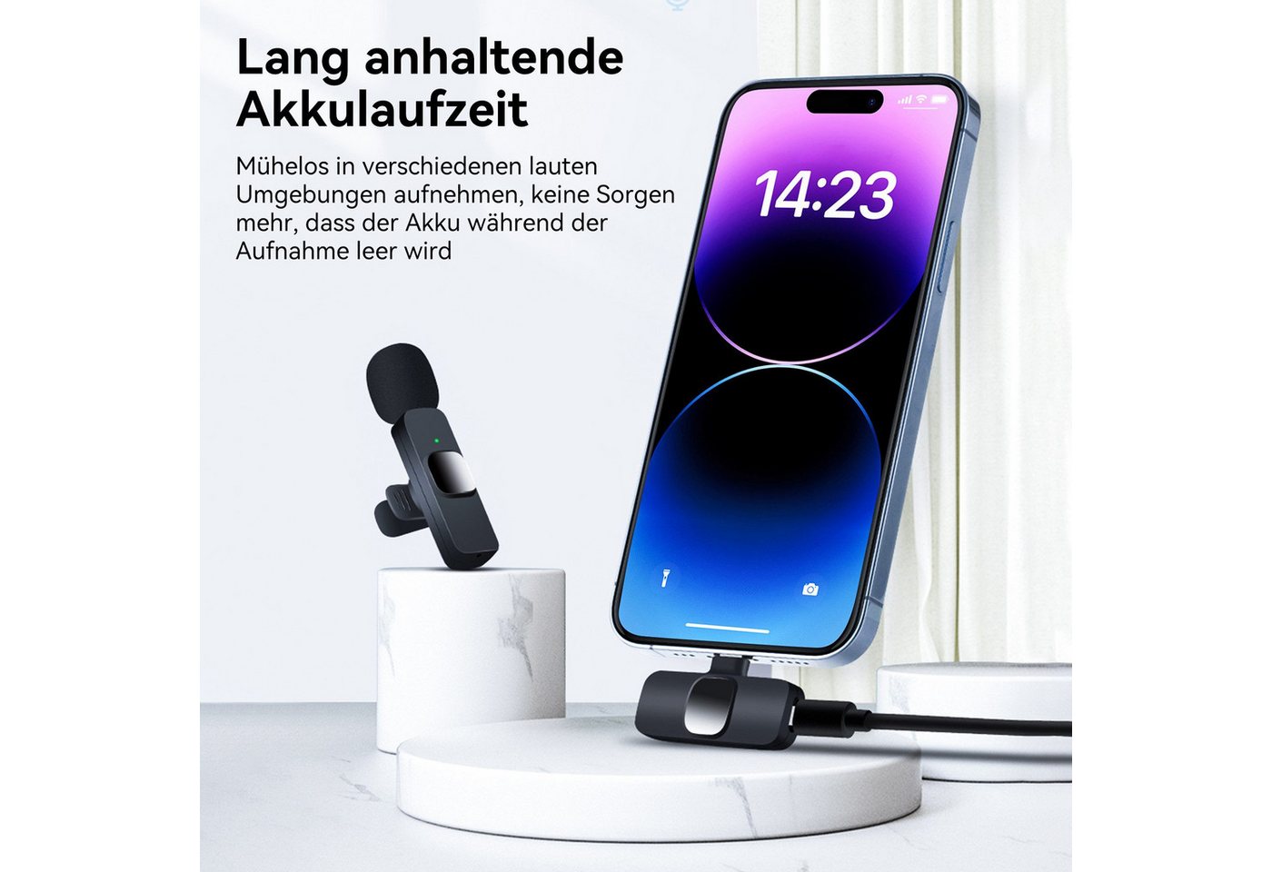 Senmudi Mikrofon Mini Mic Pro Kabelloses Mikrofon für iPhone, iPad, Android (Mini Mikrofon für Live-Streaming,Geräuschunterdrückung), Wireless Ansteckmikrofon f – Bild 3 von 5