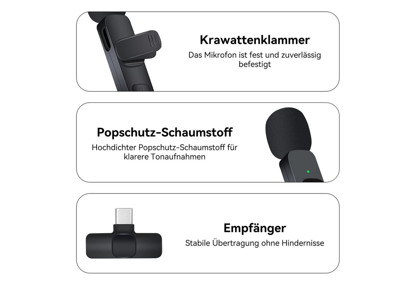 Senmudi Mikrofon Mini Mic Pro Kabelloses Mikrofon für iPhone, iPad, Android (Mini Mikrofon für Live-Streaming,Geräuschunterdrückung), Wireless Ansteckmikrofon f – Bild 5 von 5