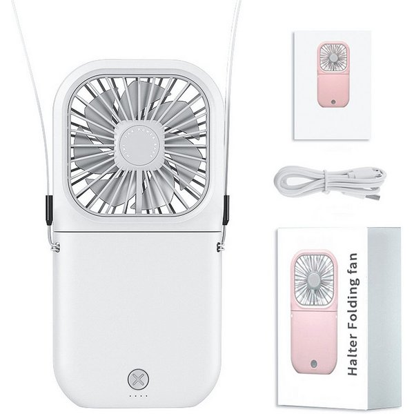Senmudi Mini USB-Ventilator USB Ventilator 4 Geschwindigkeiten 3000mAh Akku,Mit Schlüsselband, Faltbarer Handventilator, kann als mobiles Ladegerät genutzt werd