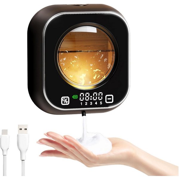 Senmudi Seifenspender Automatischer Seifenspender, 320 ml, 5-stufige Schaumregulierung, (USB-wiederaufladbar, mit Ambientelicht und bis zu 80 Tagen Laufzeit, IP