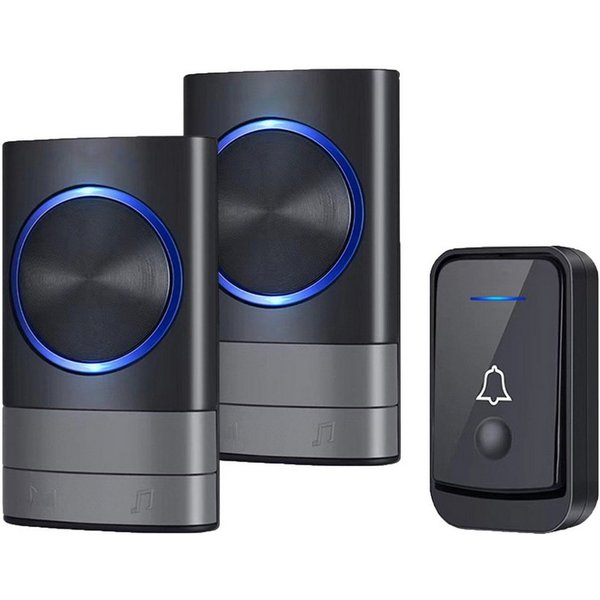 Senmudi Smart Home Türklingel Funkklingel, Kabellose Türklingel Funk Set 200m Reichweite (IP44 Aussen Wasserdicht Haustür Klingel, mit 2 Plug-In-Empfänger und 1