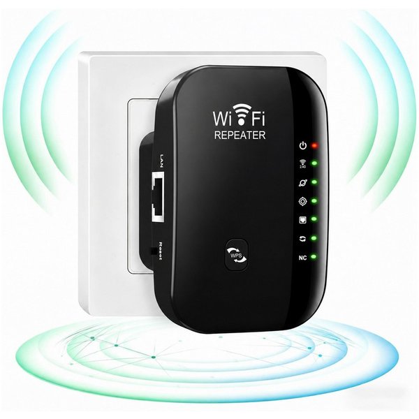 Senmudi WiFi Extender Booster, WLAN Repeater Verstärker Bis Zu 5000sq. WLAN-Router, mit 300 Mbps,2,4GHz WiFi Mit Ethernet Port Zu Allen Geräten