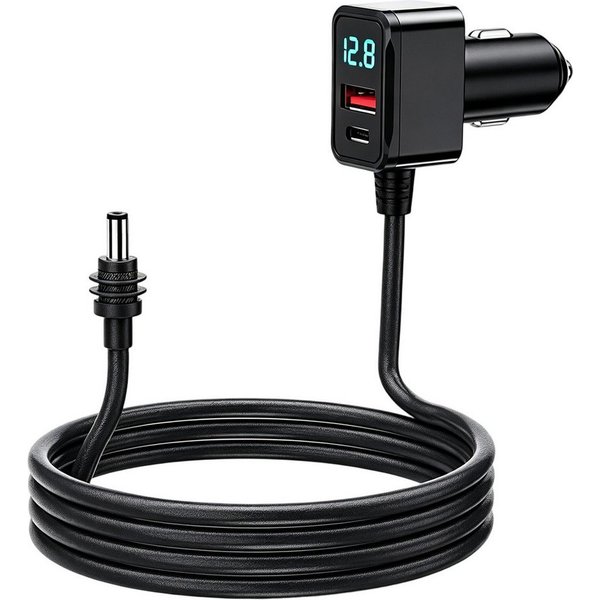 Senmudi Zigarettenanzünder-Verteiler 3 in 1 Zigarettenanzünder USB C 60W Auto Ladegerät mit MetallBauteilen (3M Langkabel & Digitaler Spannungsanzeige, IP65 was