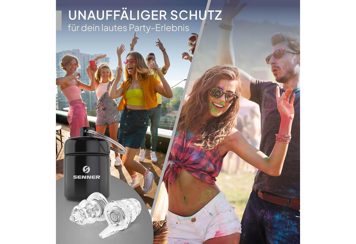 Senner Gehörschutzstöpsel PartyPro, Gehörschutz für Musik & Musiker - 18 dB Lärmreduzierung, Ohrstöpsel für Festivals, Konzerte, Partys und Discos - Party Earpl – Bild 5 von 5