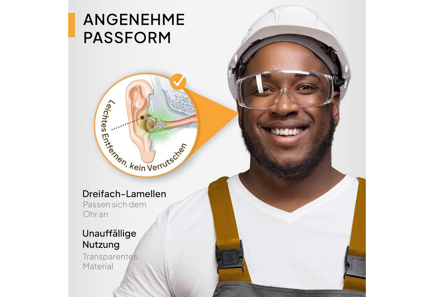 Senner Gehörschutzstöpsel WorkPro, Arbeitsgehörschutz, Gehörschutzstöpsel zum Arbeiten, wiederverwendbarer Gehörschutz - Baustellen Ohrstöpsel – Bild 4 von 5