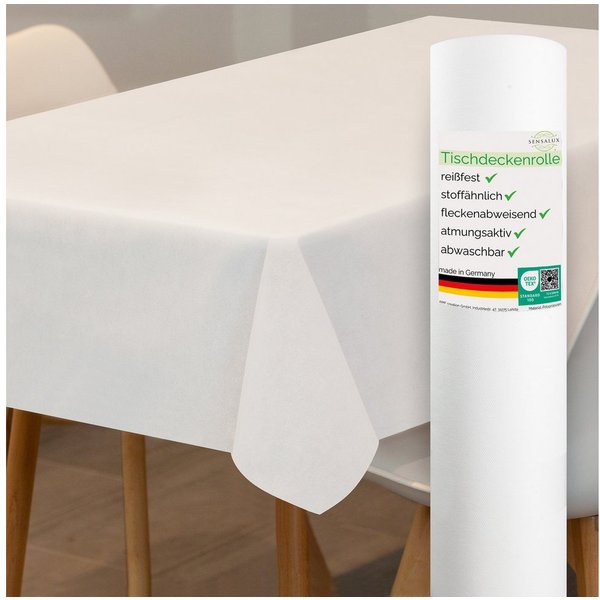 Sensalux Tischdecke Tischdeckenrolle 80g/m², bis zu 45% Recyclat, 0,79m x 10m Weiß