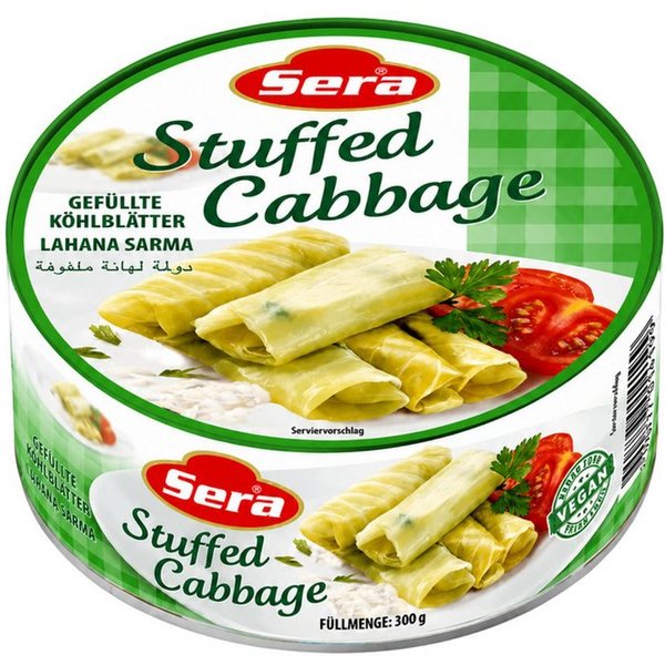 SERA FOOD Fertiggericht Gefüllte Kohlblätter – mediterran & servierfertig, (Vegane Konserven), Spezialität, servierfertig, vegan/vegetarisch, hochwertige Zutate