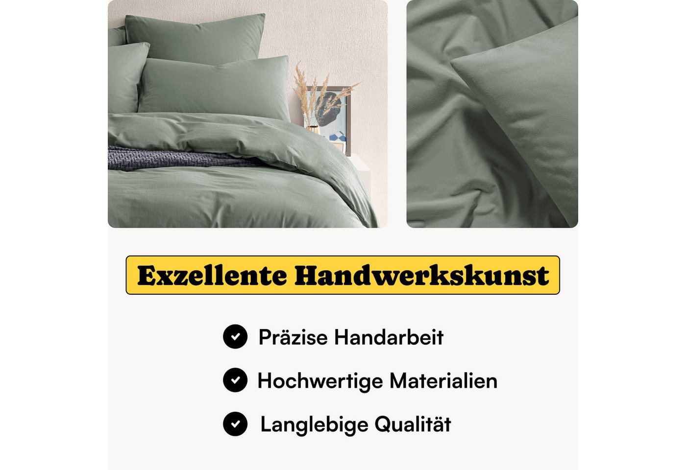 Seralino Bettwäsche Set, Perkal, 2 teilig, 100% Bio Baumwolle, ab gr. 135x200, Perkal, besonders weich & atmungsaktiv, BCI zertifiziert, mit Reißverschluss – Bild 2 von 5