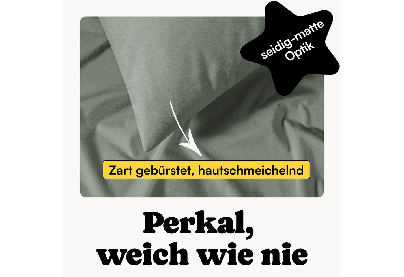 Seralino Bettwäsche Set, Perkal, 2 teilig, 100% Bio Baumwolle, ab gr. 135x200, Perkal, besonders weich & atmungsaktiv, BCI zertifiziert, mit Reißverschluss – Bild 3 von 5