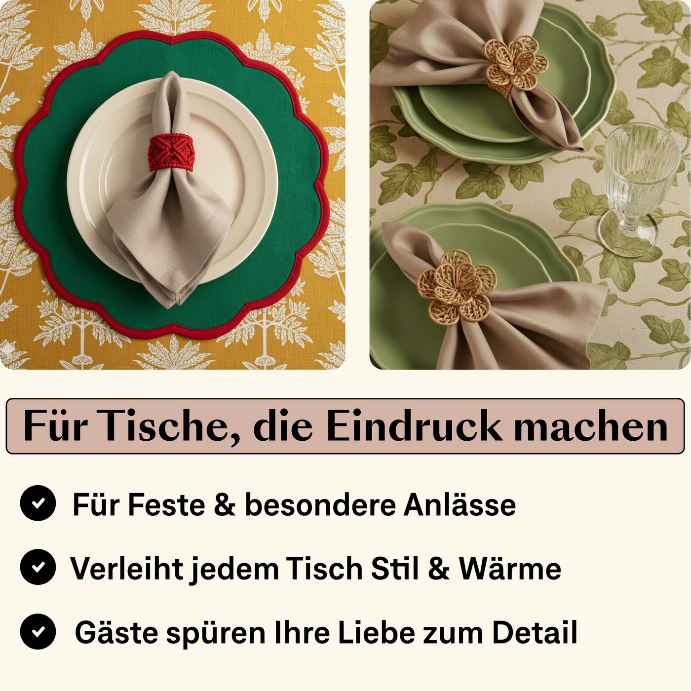 Seralino Stoffserviette 100% Bio-Baumwolle, (Set, 12 St., Wiederverwendbar), 40x40 cm & 45x45 cm – Bild 2 von 5