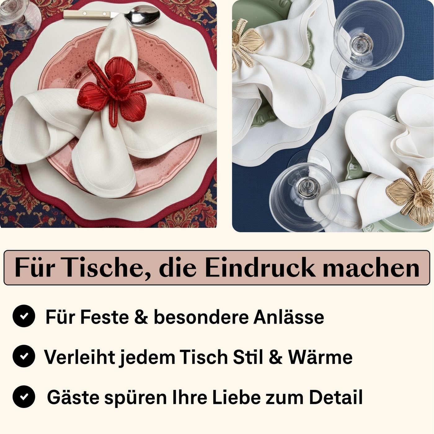 Seralino Stoffserviette 100% Bio-Baumwolle, (Set, 12 St., Wiederverwendbar), 40x40 cm & 45x45 cm – Bild 2 von 5