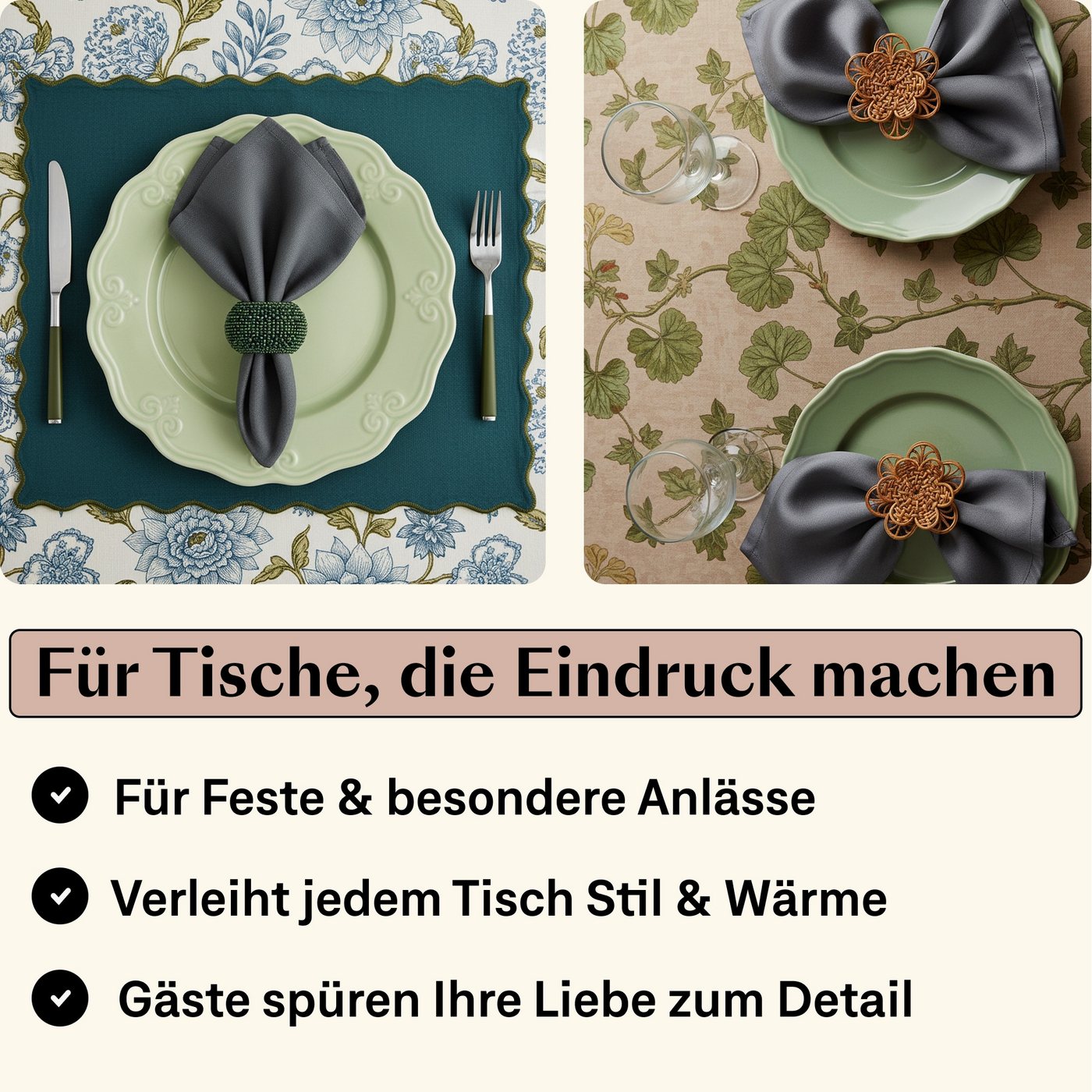 Seralino Stoffserviette 100% Bio-Baumwolle, (Set, 12 St., Wiederverwendbar), 40x40 cm & 45x45 cm – Bild 2 von 5