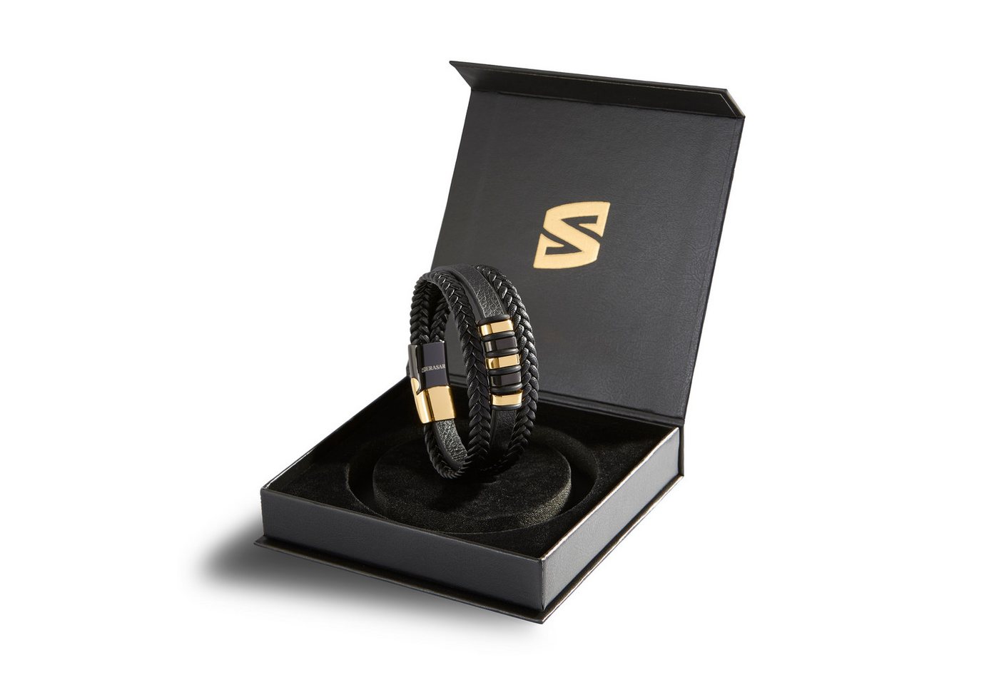 SERASAR Lederarmband Leder Herrenarmband "Glory" (Klassisch, elegant, casual, 1-tlg), aus Echtleder, Länge durch extra Glied verstellbar – Bild 5 von 5