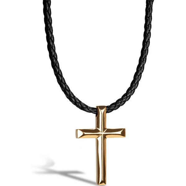 SERASAR Lederband Lederhalskette mit Edelstahlanhänger "Cross" (1-tlg), aus Echtleder