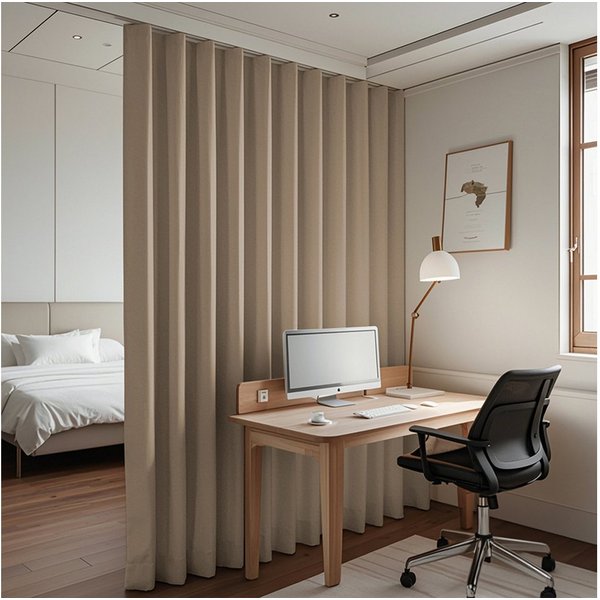 SERBASIC Gardine Extra Breite Gardine, Blickdicht Thermovorhänge, Kälte Raumtrenner, Lichtundurchlässige Vorhänge mit Kräuselband für Schiene, 1 Stück