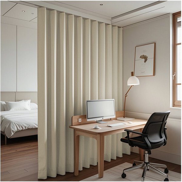SERBASIC Gardine Extra Breite Gardine, Blickdicht Thermovorhänge, Kälte Raumtrenner, Lichtundurchlässige Vorhänge mit Kräuselband für Schiene, 1 Stück