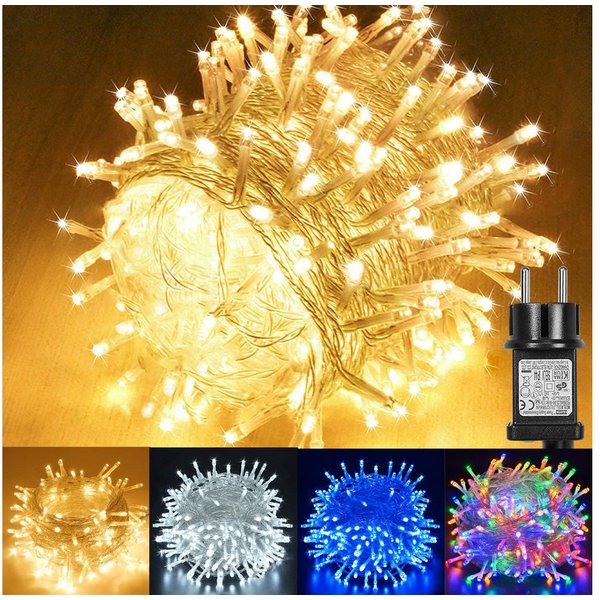 SERBASIC Lichterkette 20-100M LED-Lichterkette mit Stecker, Timer, 8 Modi, 31V DC, für Innen Außen, Garten, Hochzeit, Party, Weihnachtsbaum