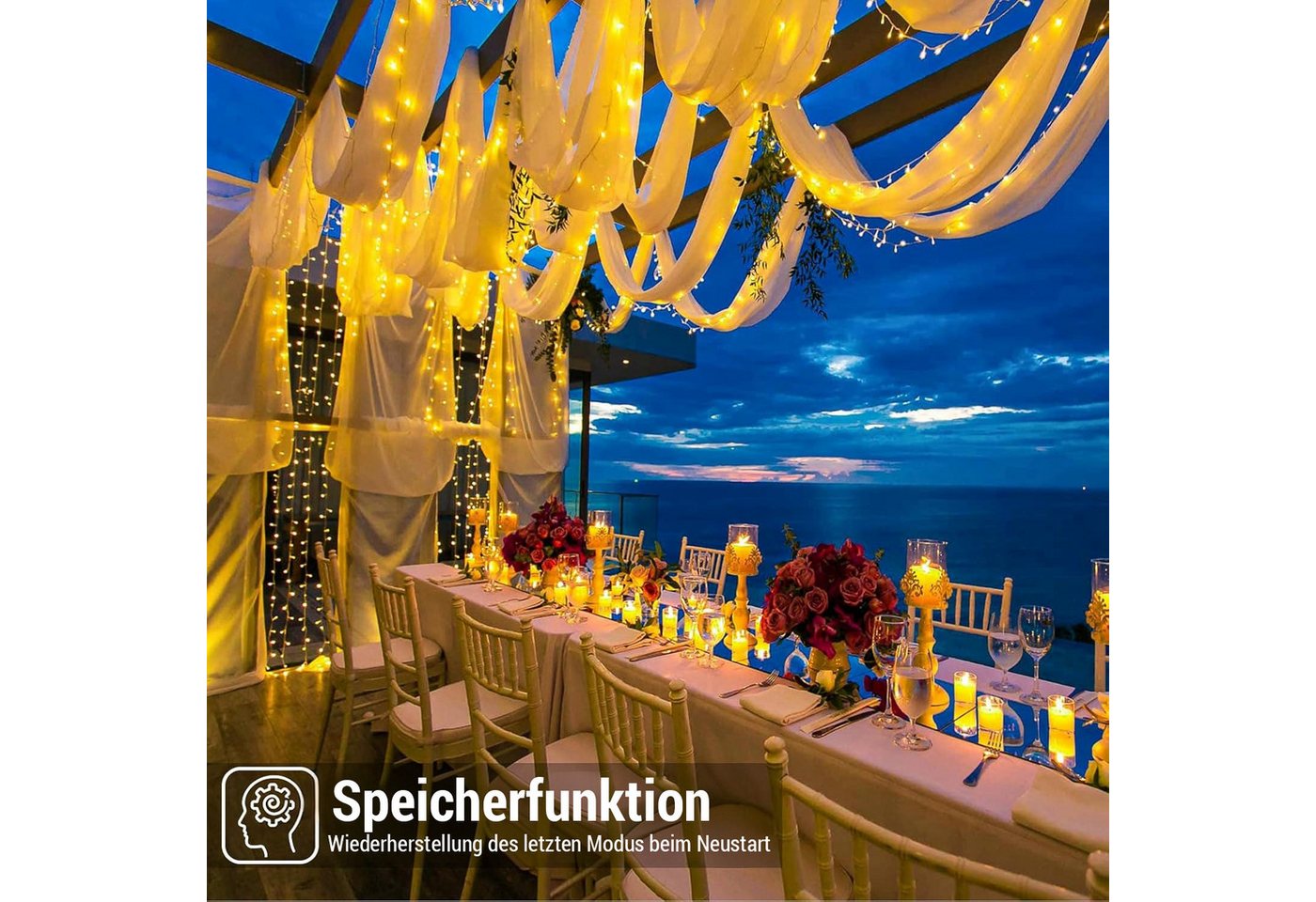 SERBASIC Lichterkette 20-100M LED-Lichterkette mit Stecker, Timer, 8 Modi, 31V DC, für Innen Außen, Garten, Hochzeit, Party, Weihnachtsbaum – Bild 5 von 5
