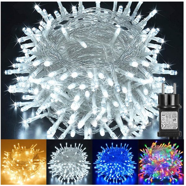 SERBASIC Lichterkette 20-100M LED-Lichterkette mit Stecker, Timer, 8 Modi, 31V DC, für Innen Außen, Garten, Hochzeit, Party, Weihnachtsbaum