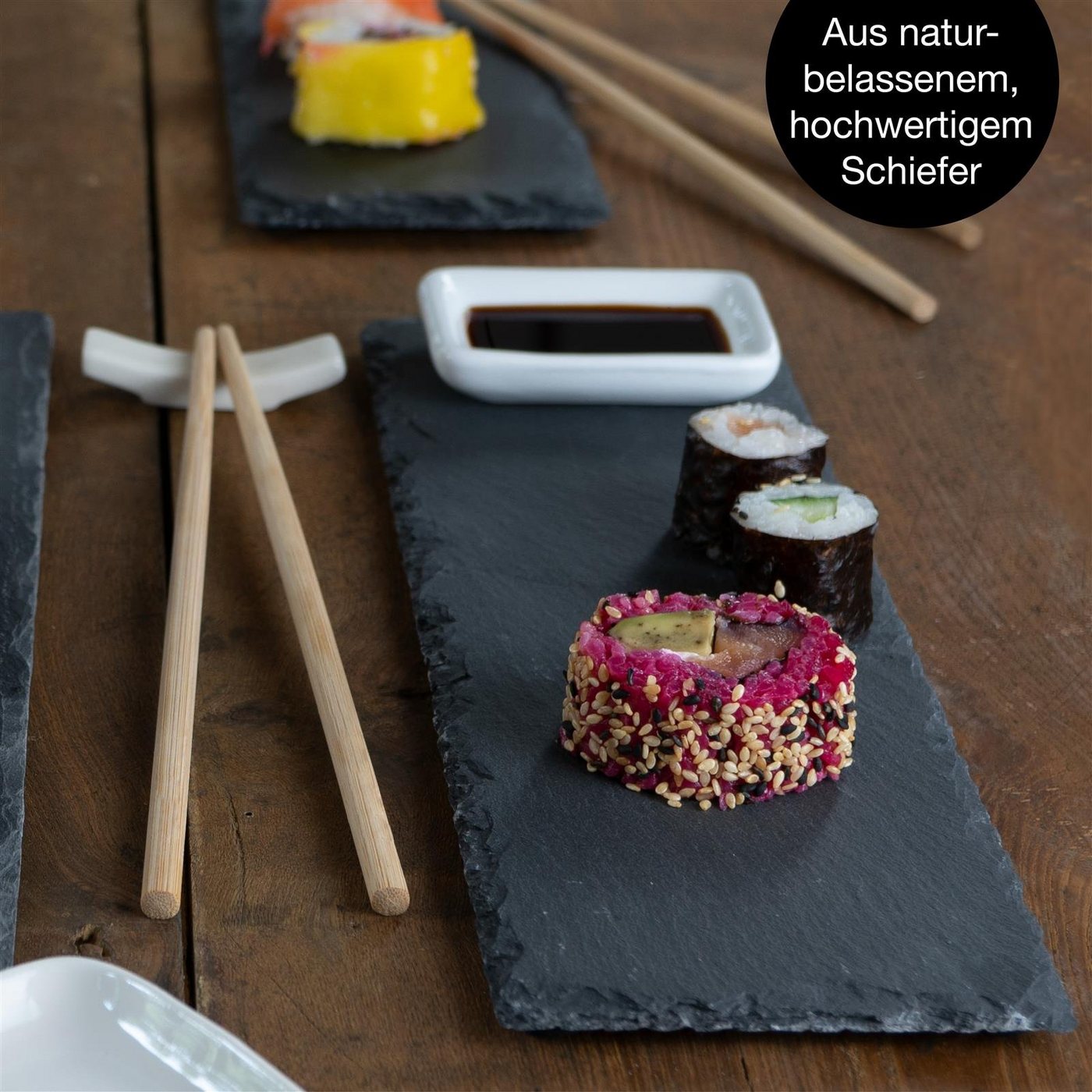 Moritz & Moritz Servierplatte Moritz & Moritz Sushi Set groß Schiefer, (22-TLG., 26-tlg), für 4 Personen – Bild 5 von 5