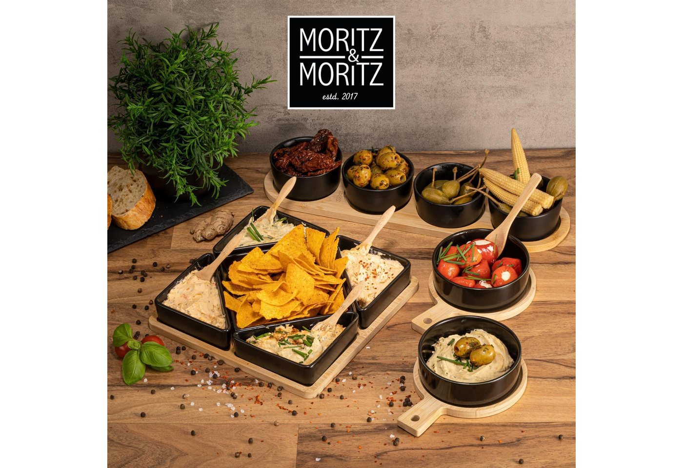 Moritz & Moritz Servierschale Moritz & Moritz 4x Dipschalen Schwarz – Bild 4 von 5