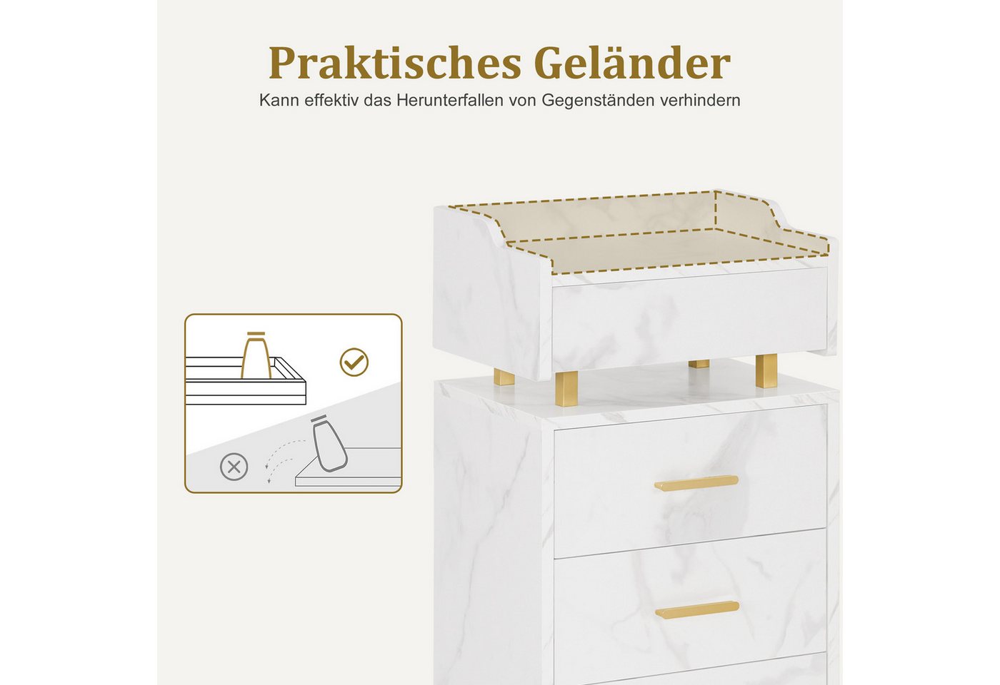 MCombo Servierwagen M MCombo Servierwagen mit Schubladen, Rollwagen, Arbeitswagen 0062, mit Rollen & 4 Schubladen, Salon Trolley mit Ablage, MDF – Bild 4 von 5