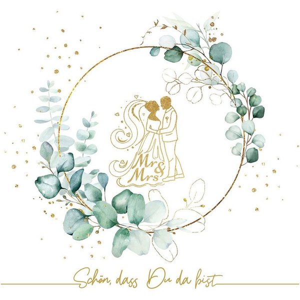 Serviettenshop Papierserviette 20 Servietten Eucalyptus Golden Wedding 33x33cm, (20 St)