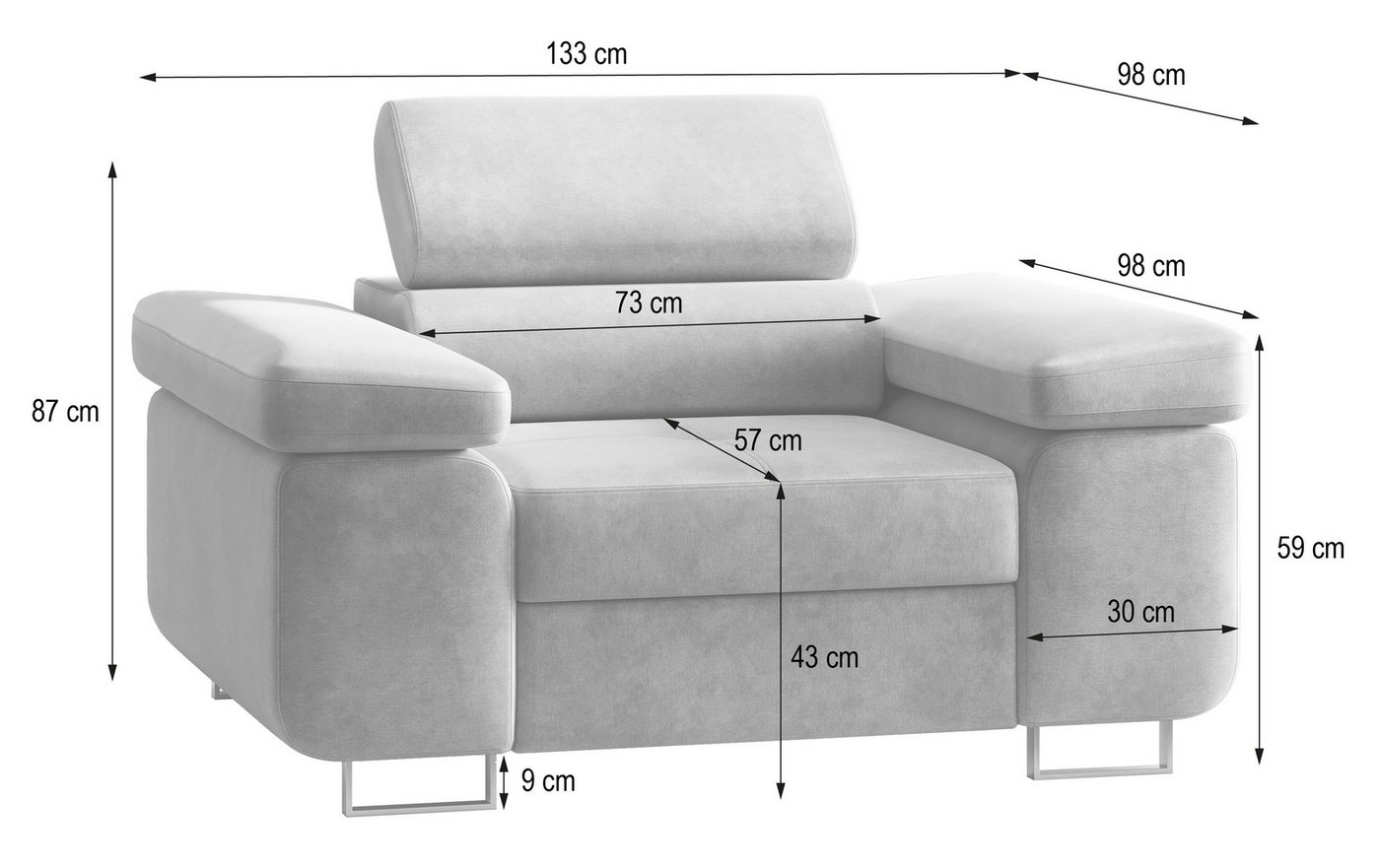 Masseno Sessel Masseno Polstersessel CALVO M, Loungesessel ergonomisch – Bild 3 von 5
