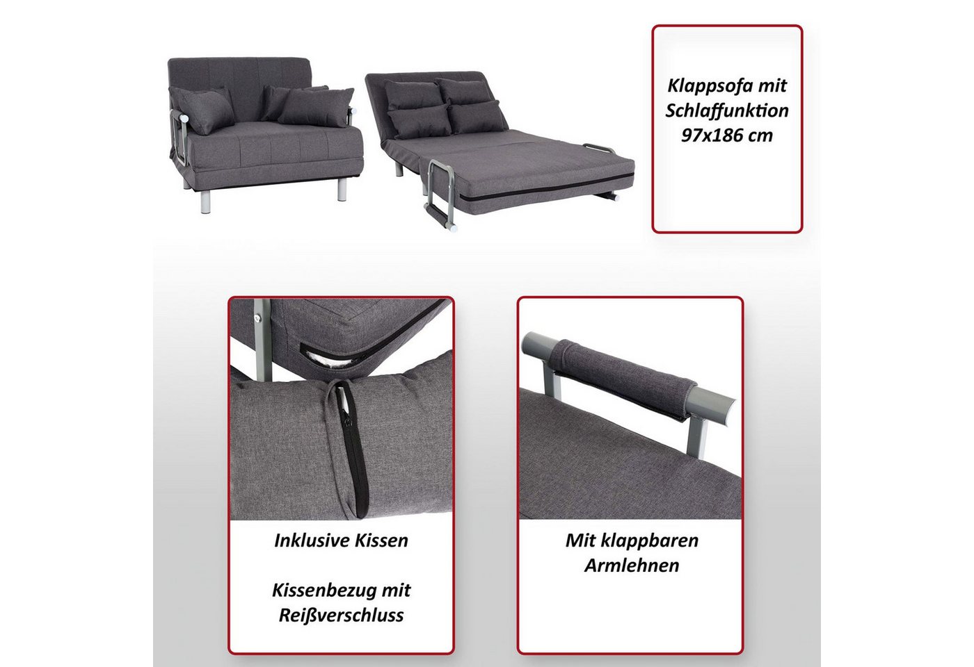 MCW Sessel MCW-K29, Mit Kissen, Schlaffunktion – Bild 4 von 5
