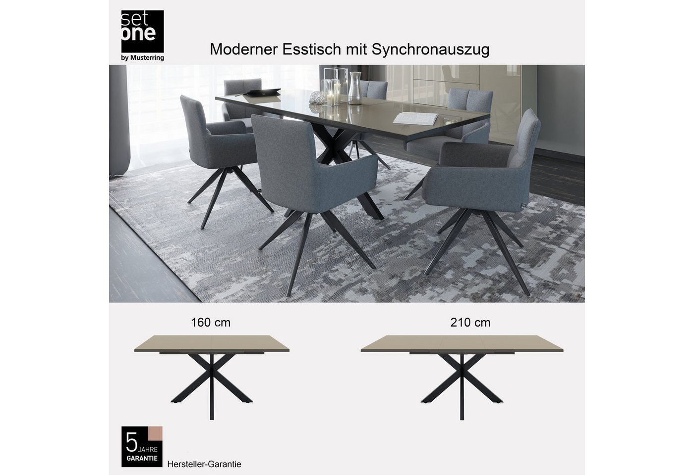 set one by Musterring Esstisch Reno (1-St), Mit Vierkantfuß, wählbaren Gestellen und Plattenfarben – Bild 5 von 5