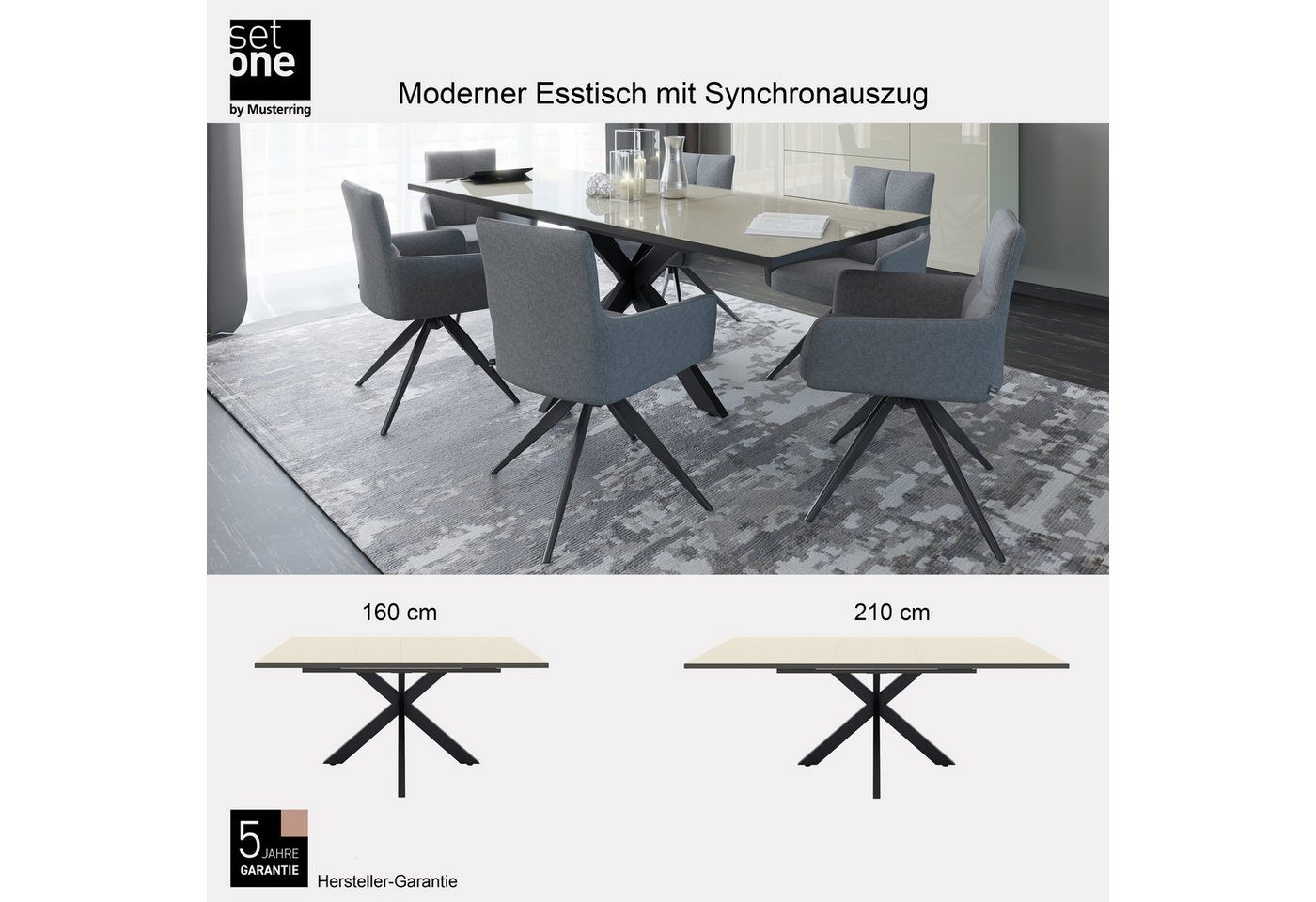 set one by Musterring Esstisch Reno (1-St), Mit Vierkantfuß, wählbaren Gestellen und Plattenfarben – Bild 4 von 5