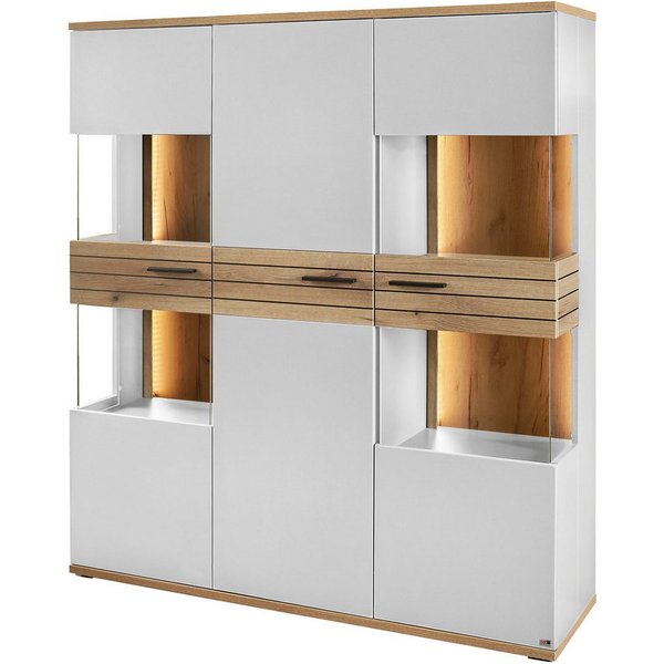 set one by Musterring Vitrine Quincy (1-St) Mit 4 Glasausschnitten und LED, in 2 Farben erhältlich, 134,8 cm