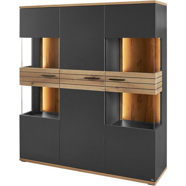 set one by Musterring Vitrine Quincy (1-St) Mit 4 Glasausschnitten und LED, in 2 Farben erhältlich, 134,8 cm