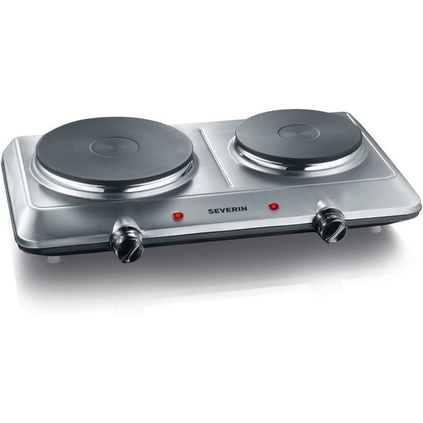 Severin Doppelkochplatte DK 1014, Doppelkochplatte mit 2 Heizringen & Edelstahlgehäuse, 2.500 W