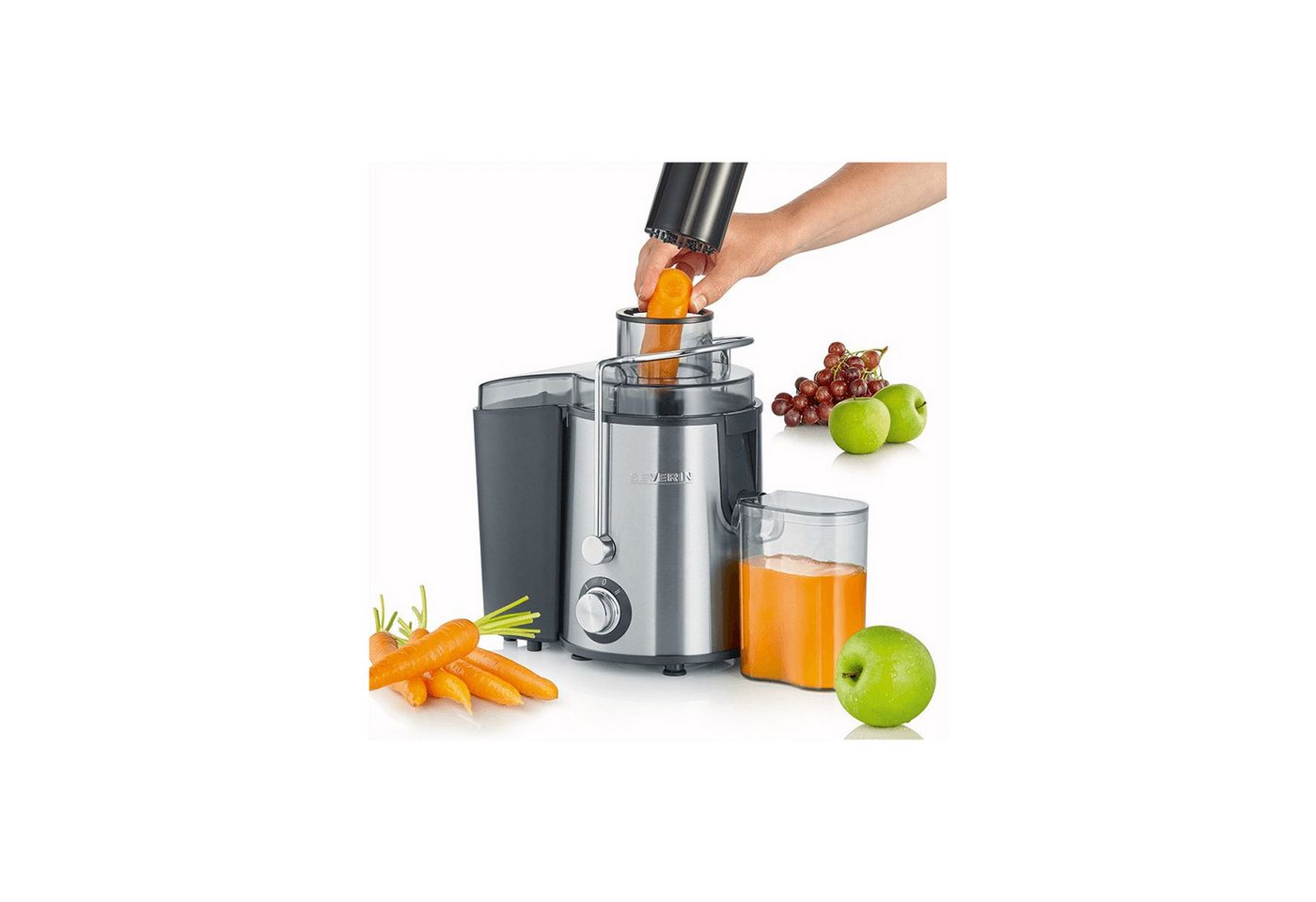 Severin Entsafter ES 3566 Entsafter, 400 W, 2 Geschwindigkeitsstufen, Edelstahl-Saftauslauf mit Tropfstopp – Bild 4 von 5